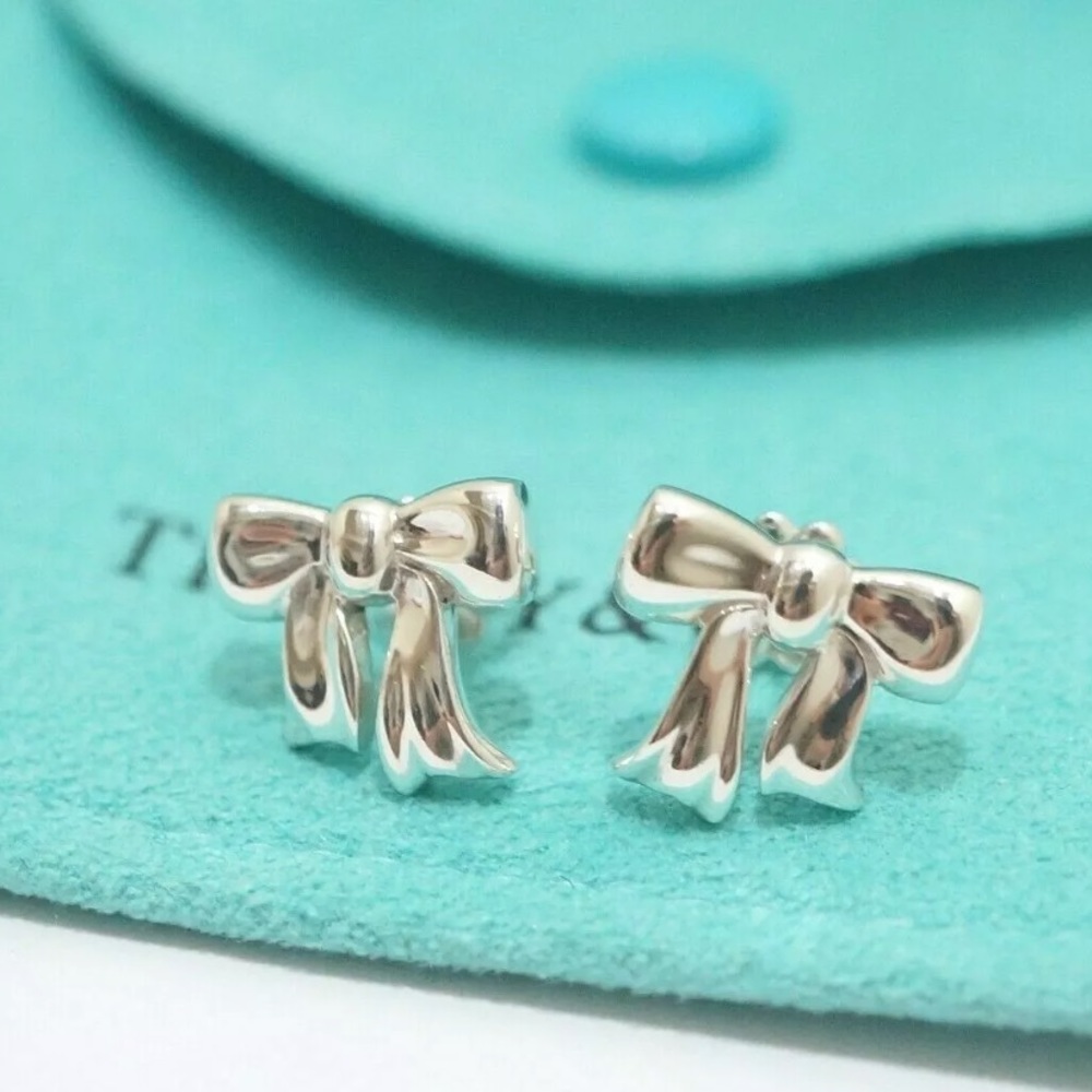 Tiffany and Co.  Sterling Silver Bow Earrings, Retired design!